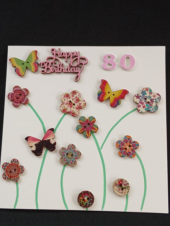 Handmade 80th birthday card 