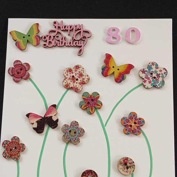 Handmade 80th birthday card 