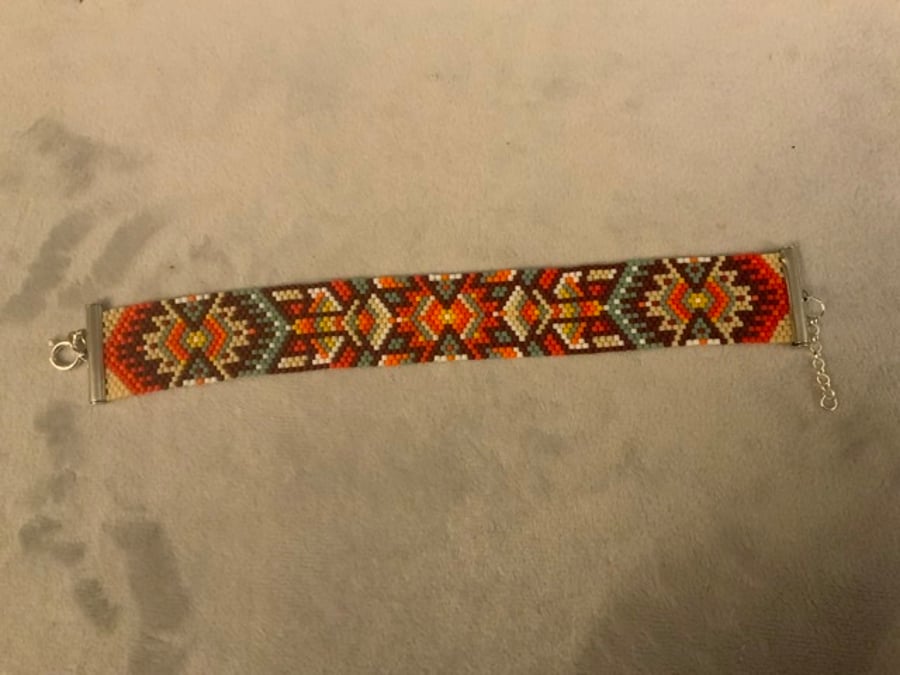 Aztec Design Beaded Bracelet