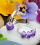 Amethyst Earrings, Purple Stone, Handmade, Silver Sleeper Hoops, Pebble, No.5 - Image 3