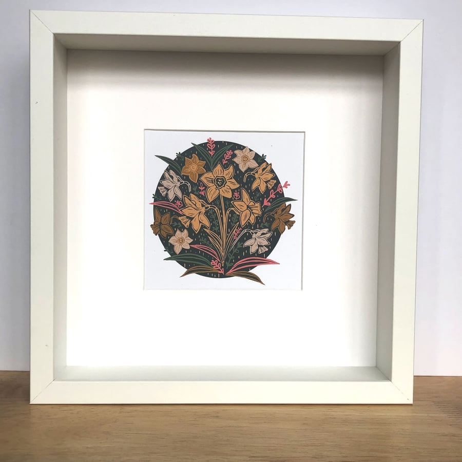 Small Square framed print 'Daffodils' floral wall art