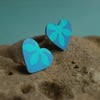 Blue hearts and flowers earrings