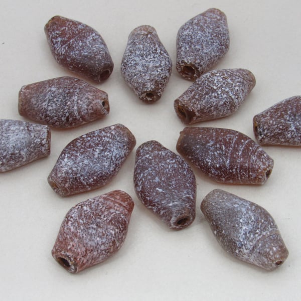 12 Brown Kiln Glass Beads