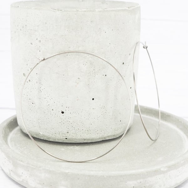 2.25" titanium hoop earrings - Delicate polished simple seamless hypoallergenic 
