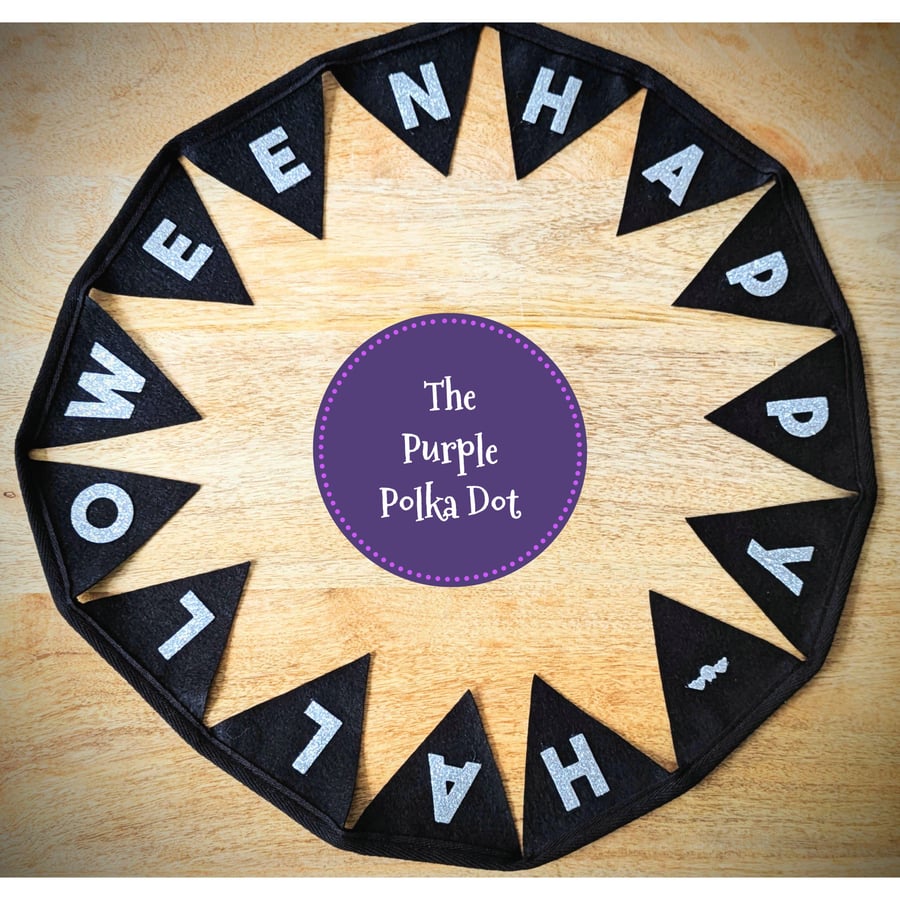 Happy Halloween bunting handmade from wool blend felt