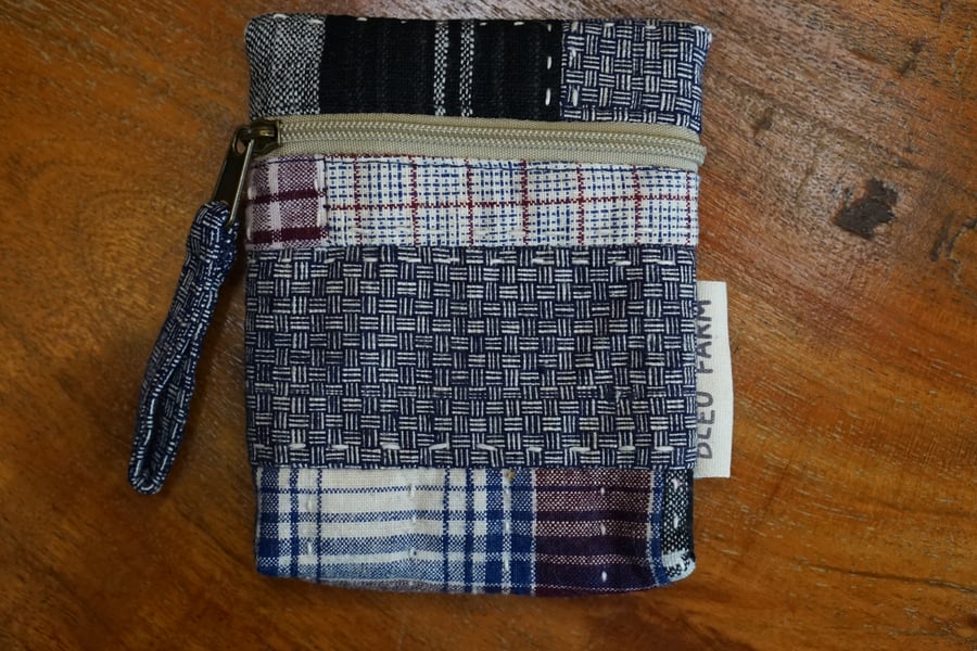 Patchwork Mini Pouch – Card & Keys Essentials Pouch, Mini Fabric Zipper Pouch