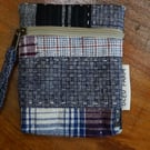 Patchwork Mini Pouch – Card & Keys Essentials Pouch, Mini Fabric Zipper Pouch