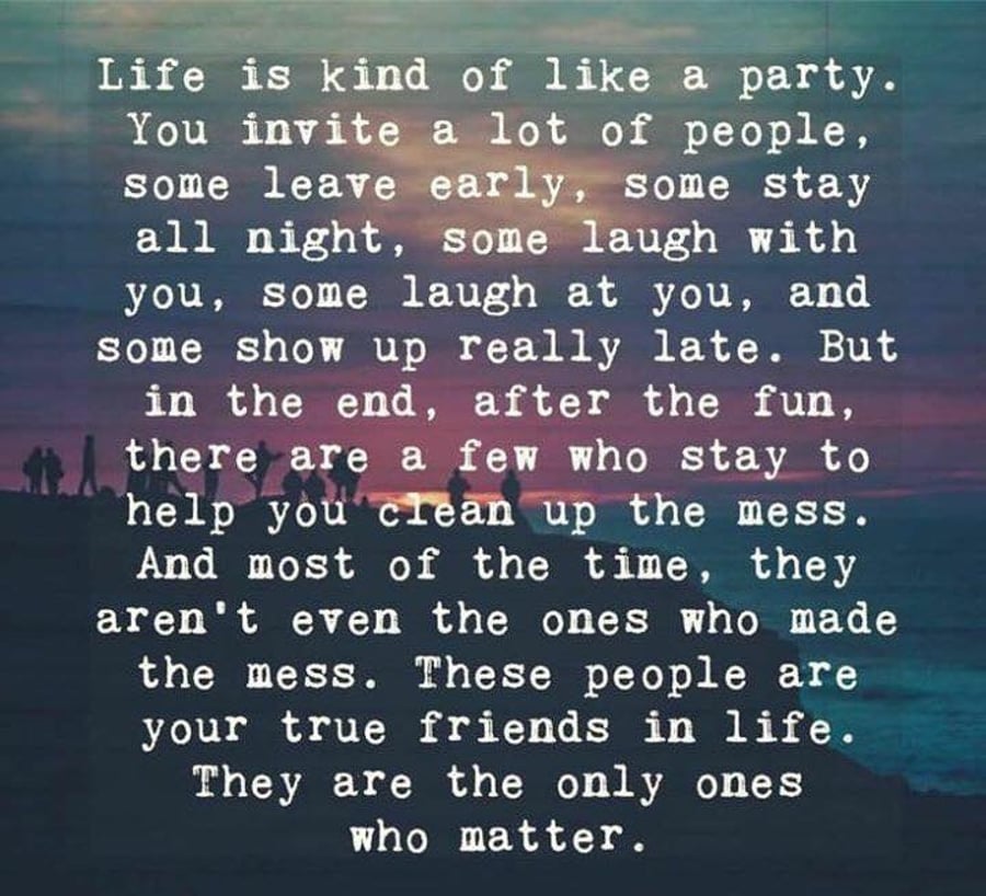 When The Party's Over... who are your friends? blank greeting card