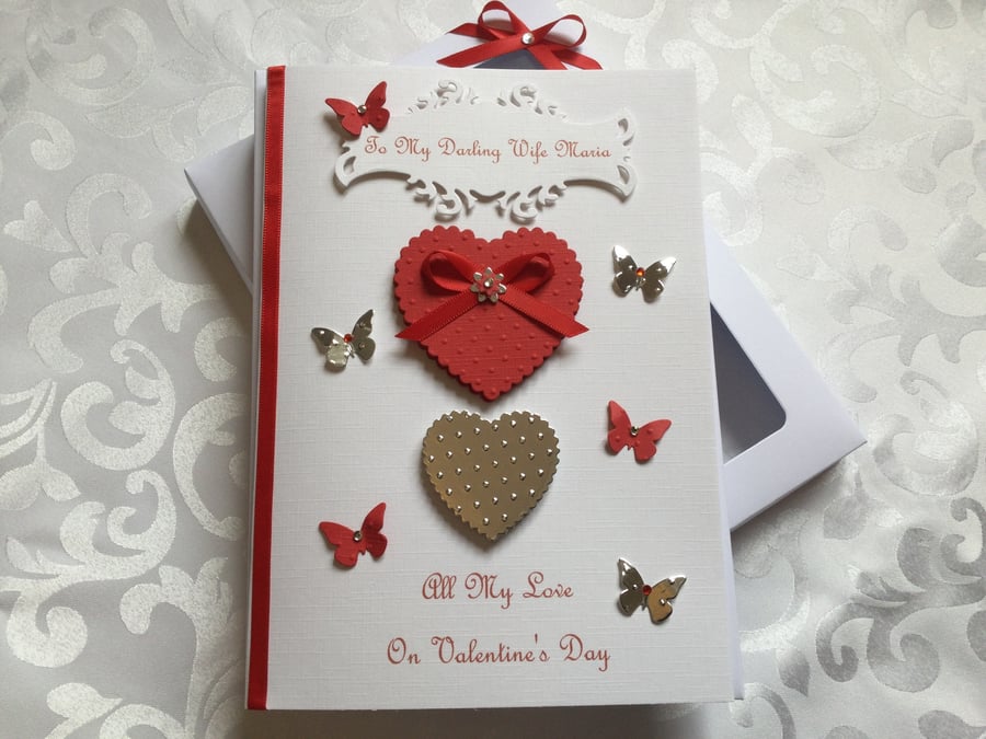 Handmade Valentine’s Card With Gift Box Wife Husband Fiancé Girlfriend Boyfriend