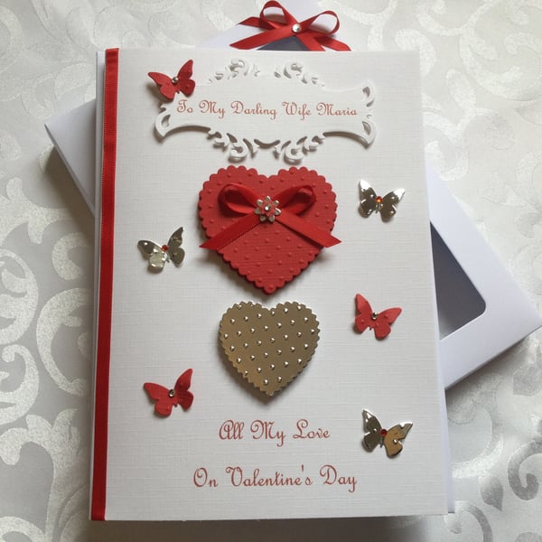 Handmade Valentine’s Card With Gift Box Wife Husband Fiancé Girlfriend Boyfriend