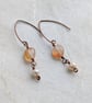 Carnelian and pearl handmade copper earrings, June birthstone, July birthstone - Image 5