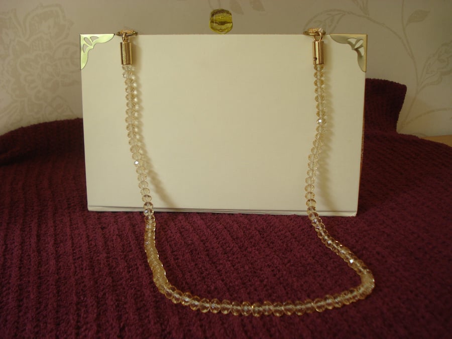 Cream Shoulder Bag Made From A Recycled Book With Paisley Lining (R316)