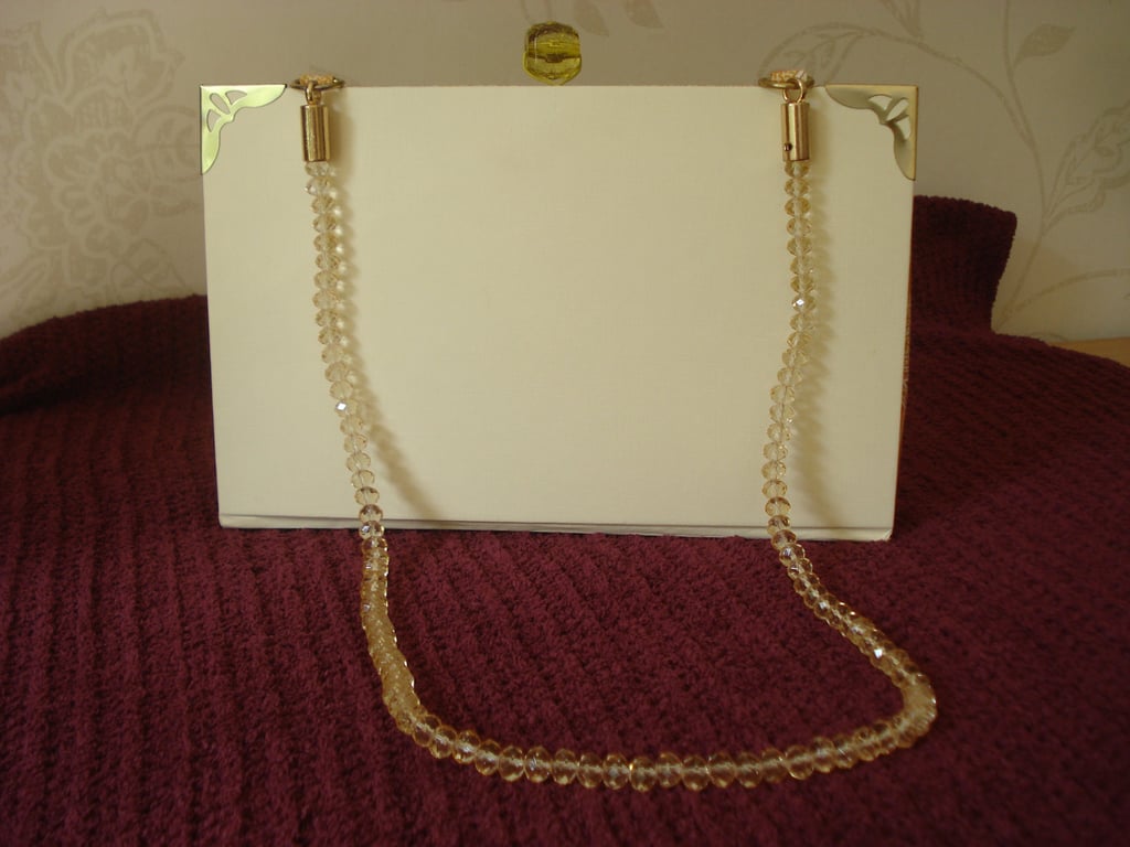 Cream Shoulder Bag Made From A Recycled Book With Paisley Lining (R316)