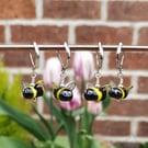 Tiny Glass Bumble Bee Stitch Marker