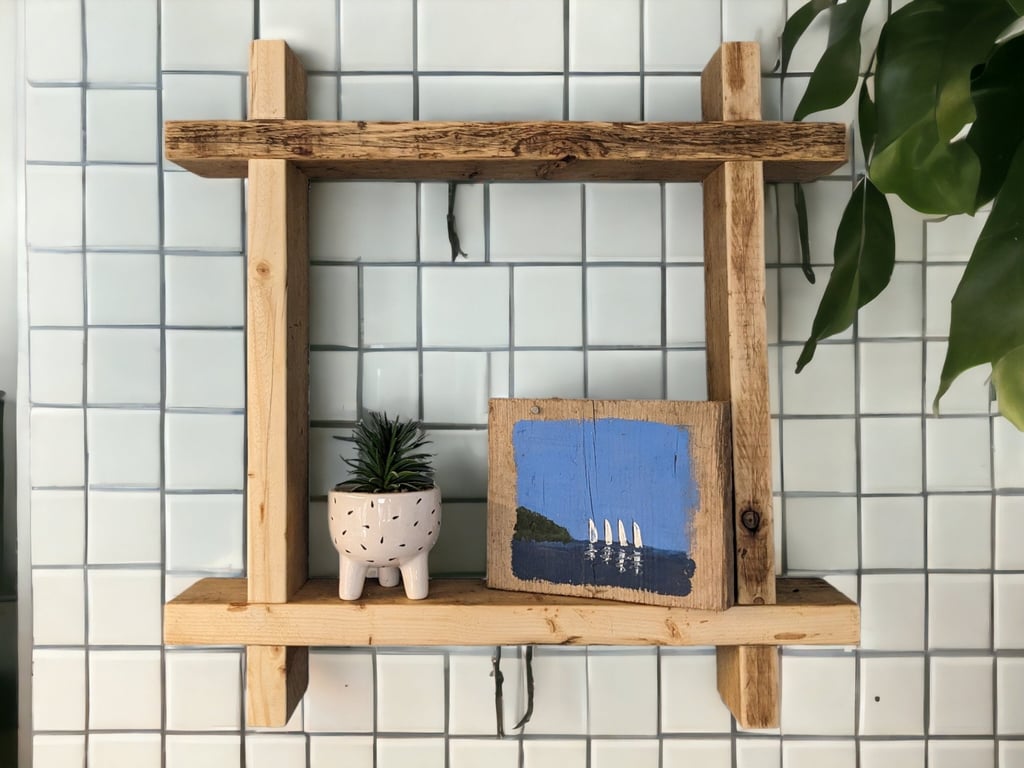 Rustic Square Shelf Hashtag Shelf Reclaimed Wood THE HASHTAG
