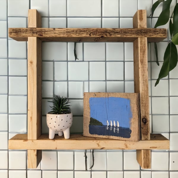 Rustic Square Shelf Hashtag Shelf Reclaimed Wood THE HASHTAG
