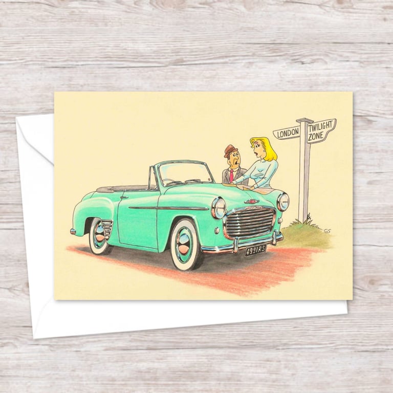 Fifties Nostalgia Greeting Card: Hand Drawn Classic Car Illustration (310)