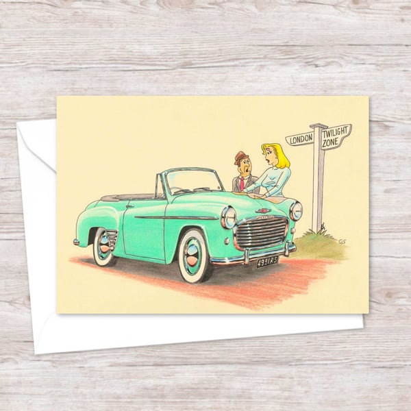 Fifties Nostalgia Greeting Card: Hand Drawn Classic Car Illustration (310)