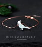 White Opal Parrot Bracelet with Sterling Silver Chain