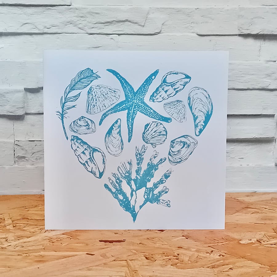 Coastal Heart Card - wedding anniversary valentine engagement