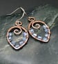 Copper Wire Wrapped Pendant & Earrings Set with Pale Blue AB Beads - Image 5