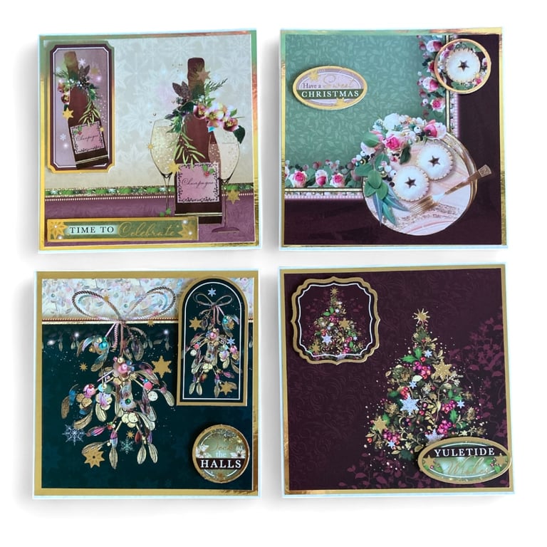 Set of four luxury Christmas cards