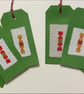 Six Large Handmade Cross-Stitch Christmas Gift Tags – Festive Crackers - Image 3
