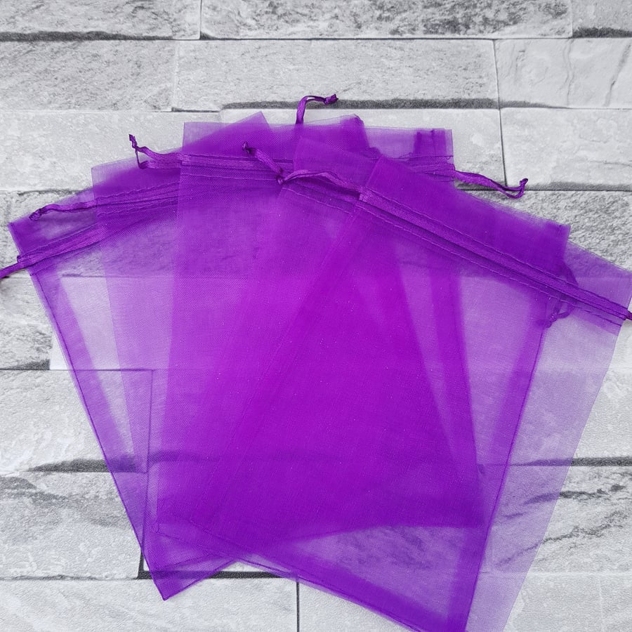 20 Large Wedding Favor Organza, Voile Bags 12 x 8 Inches Purple Gift Bags 