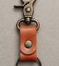 Compact Leather Keyring With Lobster Clasp and Split Ring Antique Brass Finish
