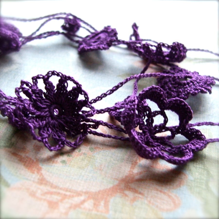 Delicate Doily Necklace - Tyrian Purple
