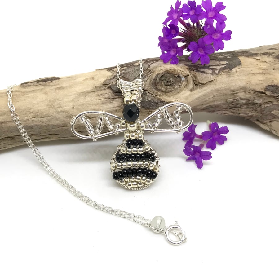 Silver Bee Pendant, Sterling Silver