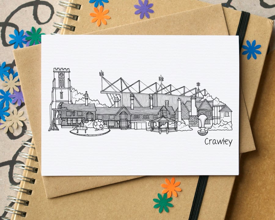 Crawley Skyline Greetings Card