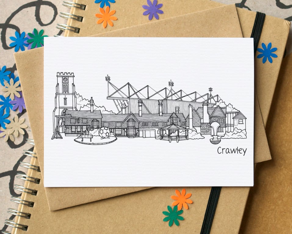 Crawley Skyline Greetings Card