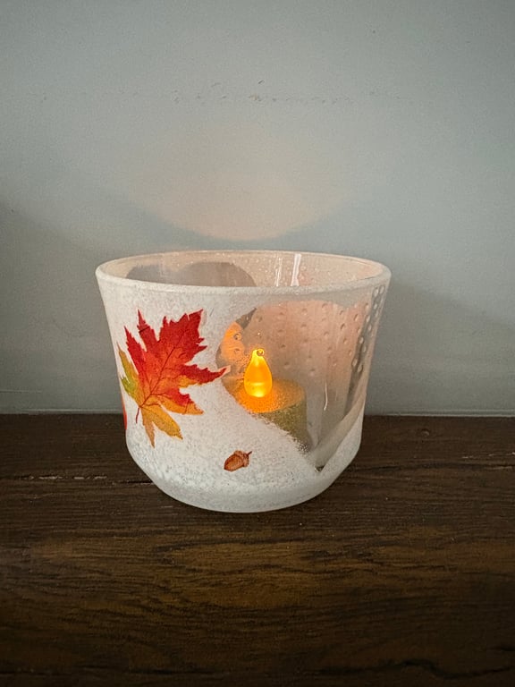 Autumn glass candle holder
