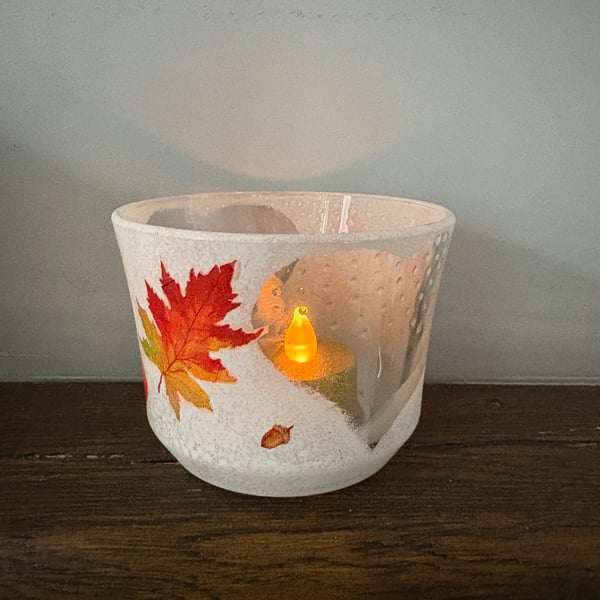 Autumn glass candle holder