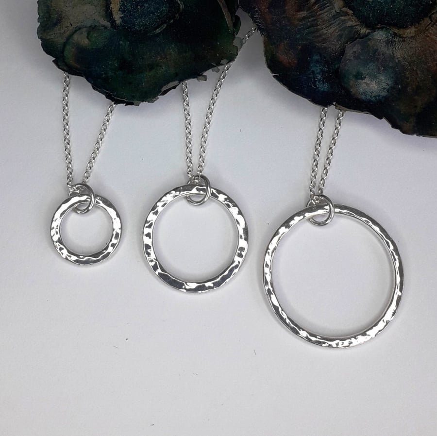 Circle Pendant Necklace sterling silver gift for her