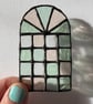 Miniature stained glass window pastels pink aqua - dolls house furniture  - Image 1