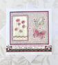 Large Handmade birthday card - alliums butterflies - beaded and textiles - Image 1