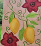 Watercolour art lemon and flowers