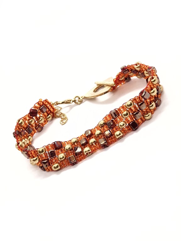 Orange cream and red cube fire spirit bracelet cuff