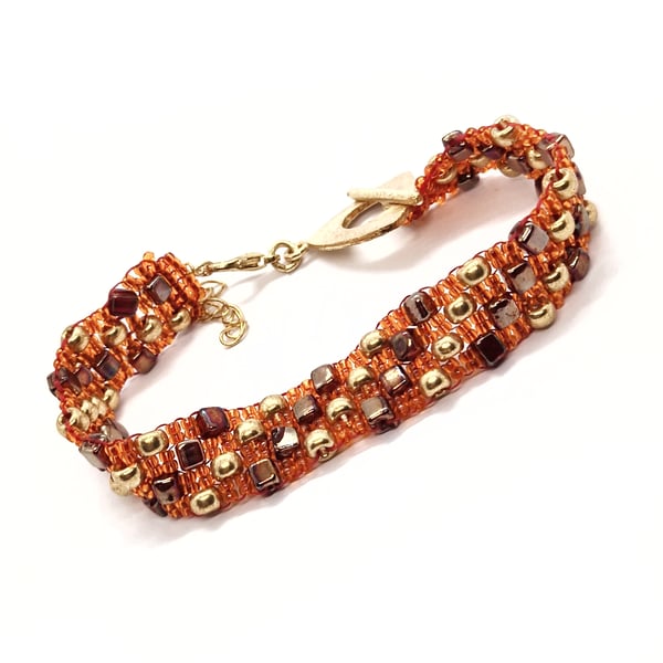 Orange cream and red cube fire spirit bracelet cuff