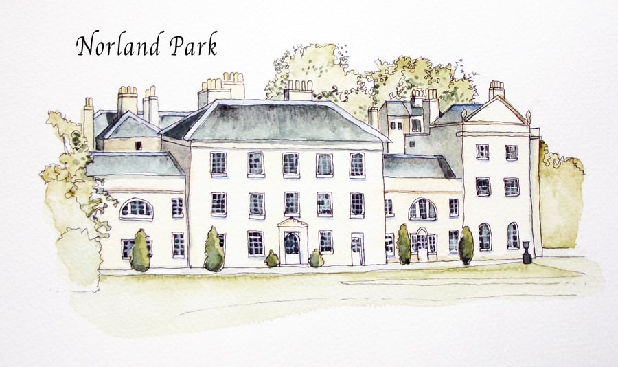 Houses From Jane Austin's Novels Norland Park, Print From Original Watercolour