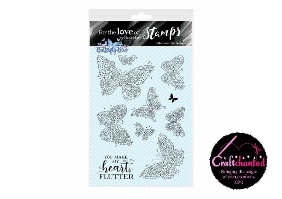 For The Love Of Stamps Butterfly Blue Fabulous Butterlies A6 Clear Stamp Set