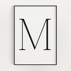 LETTER M PRINT, Minimalist Wall Art, Letter M Printable, Letter Wall Decor