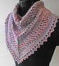 Neckwarmer, Kerchief Cowl, Scarf, Knitted Handspun, Lilac, Peach Merino - Image 3