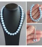 Light Blue Pearl and Sterling Silver Dangle Earrings - Pale Blue Drop Earrings - Image 6