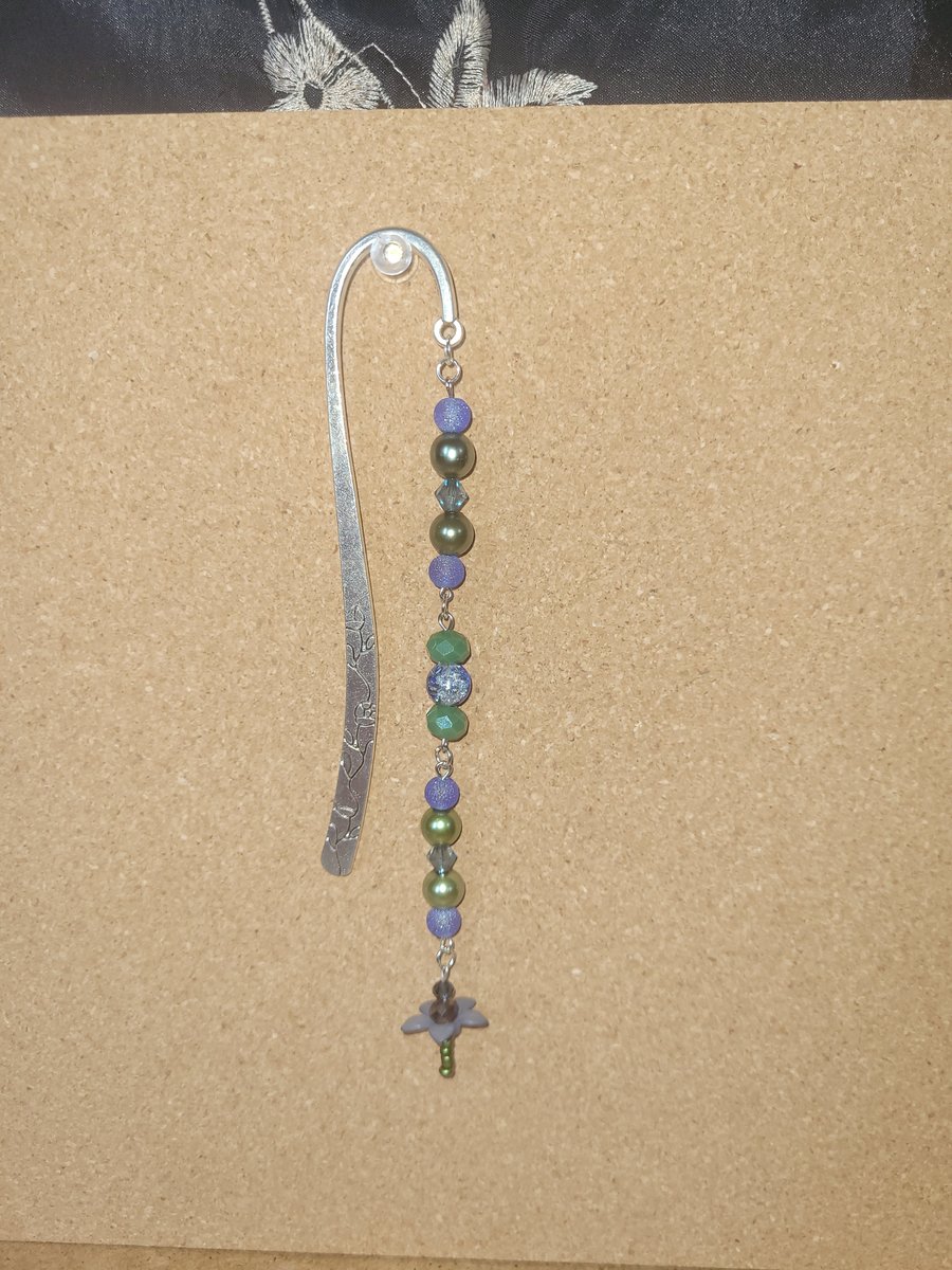 Beaded Metal Bookmark - Beaded Flower