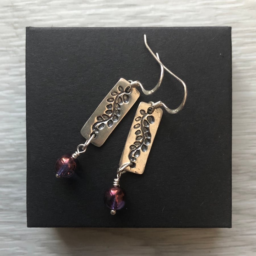 Grape vine earrings. Sterling silver 