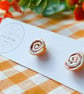 Cinnamon Roll Stud Earrings, Polymer Clay Food Jewellery, Handmade UK