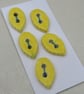 5 Small Leaf Shaped Lemon Yellow Ceramic Buttons - Image 2